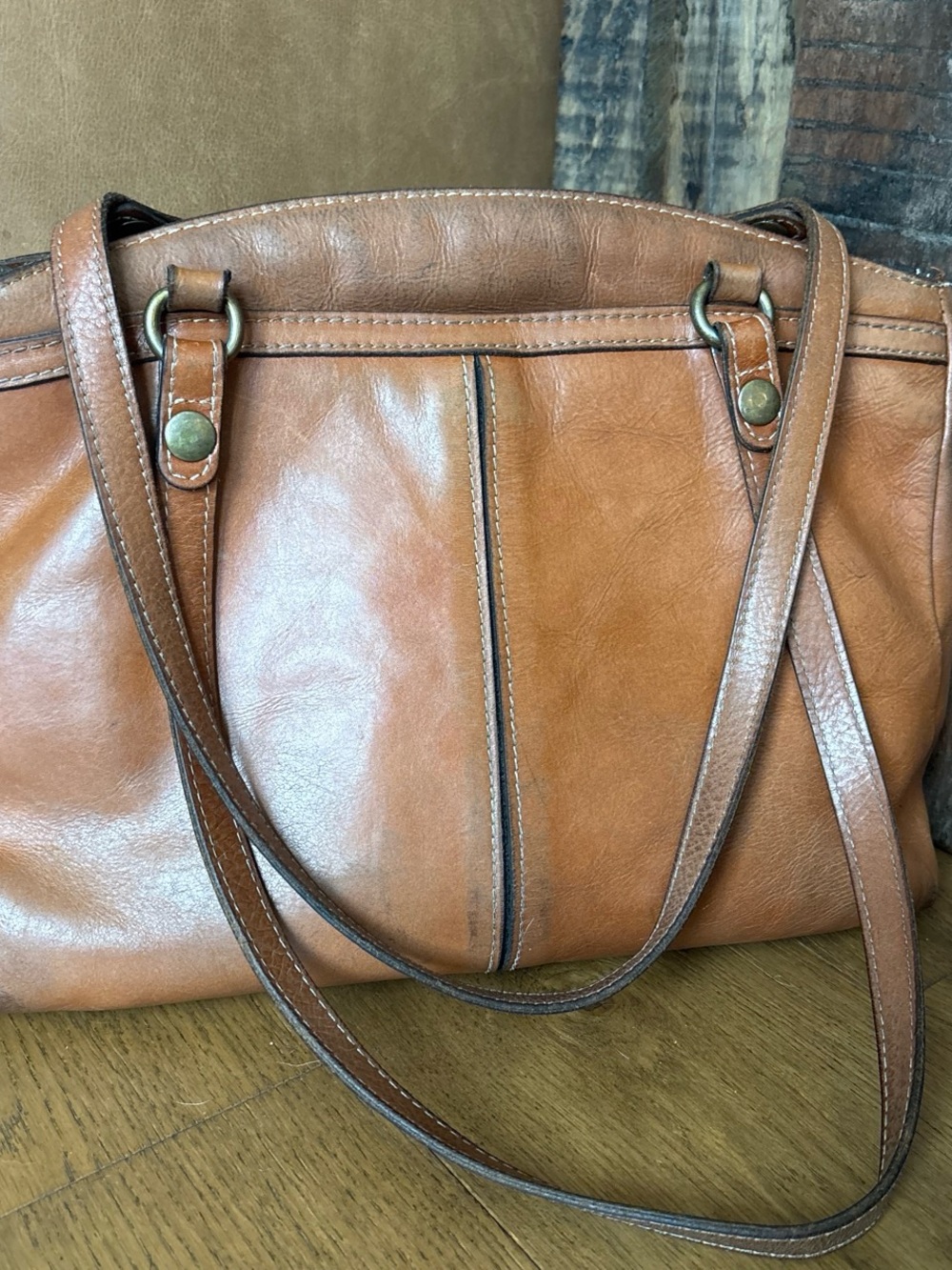 Vintage Patricia Nash Genuine Leather Shoulder Tote with Double Straps